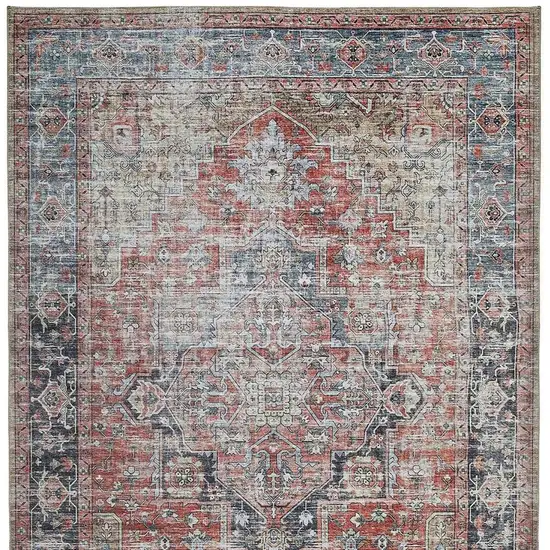 Blue And Ivory Oriental Distressed Area Rug Photo 6