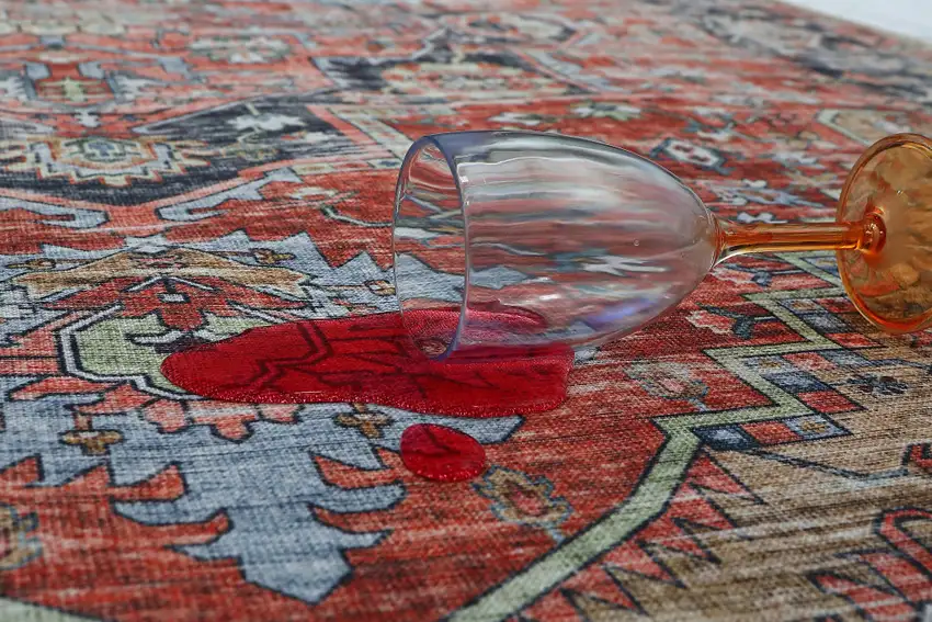 Rust Oriental Distressed Stain Resistant Area Rug Photo 6