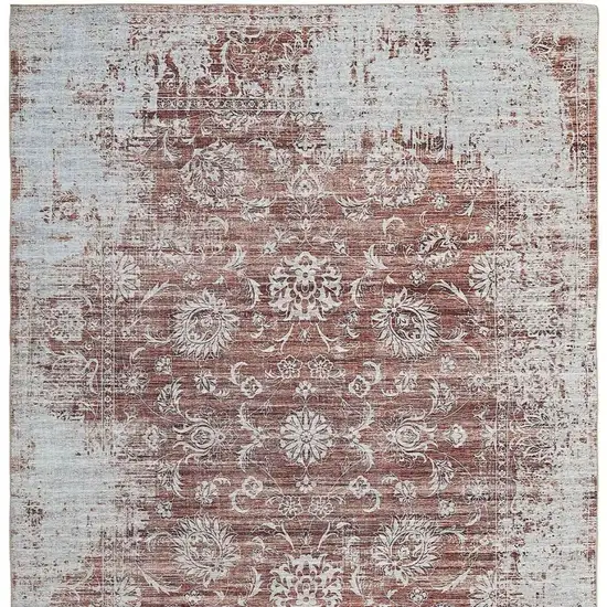 Rust Oriental Distressed Stain Resistant Area Rug Photo 7
