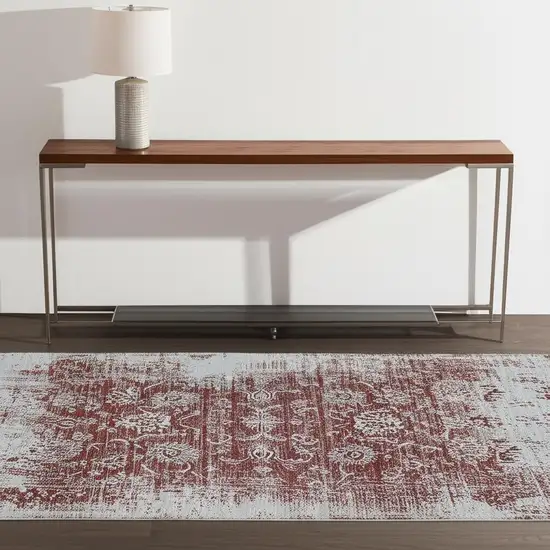 Rust Oriental Distressed Stain Resistant Area Rug Photo 1