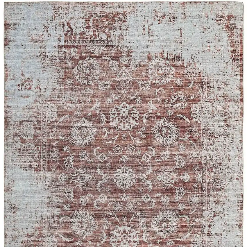 Rust Oriental Distressed Stain Resistant Area Rug Photo 6