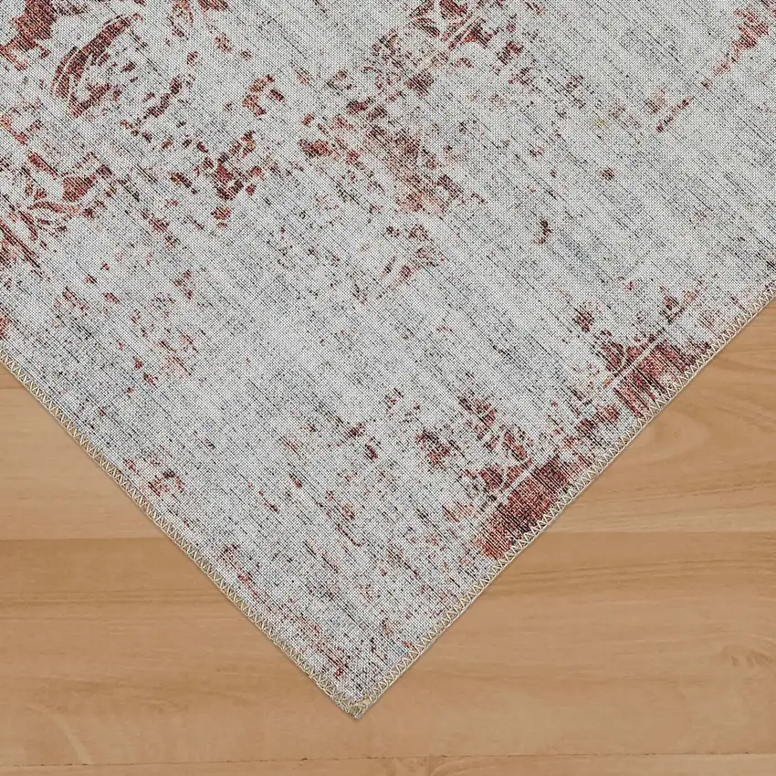 Rust Oriental Distressed Stain Resistant Area Rug Photo 7