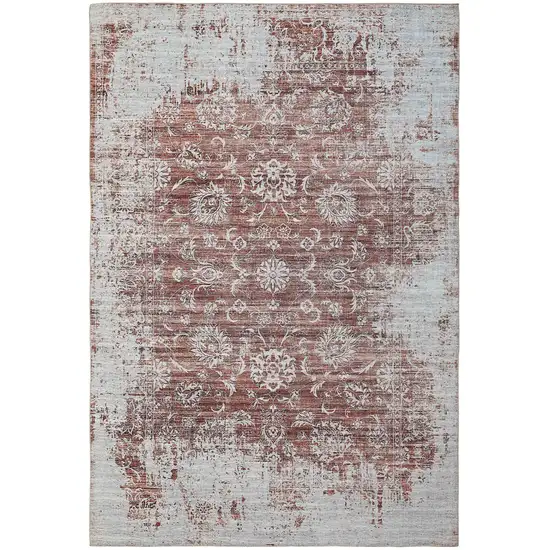 Rust Oriental Distressed Stain Resistant Area Rug Photo 6