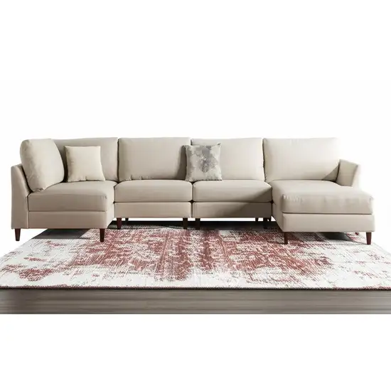 Rust Oriental Distressed Stain Resistant Area Rug Photo 1