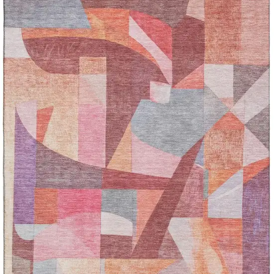 Rust Pink And Purple Abstract Washable Area Rug With UV Protection Photo 3