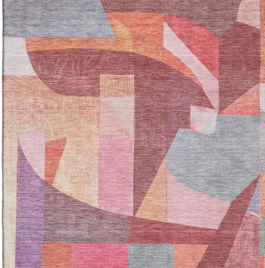 Rust Pink And Purple Abstract Washable Area Rug With UV Protection Photo 2
