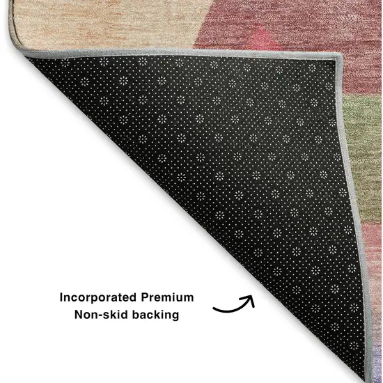 Rust Pink And Purple Abstract Washable Area Rug With UV Protection Photo 6