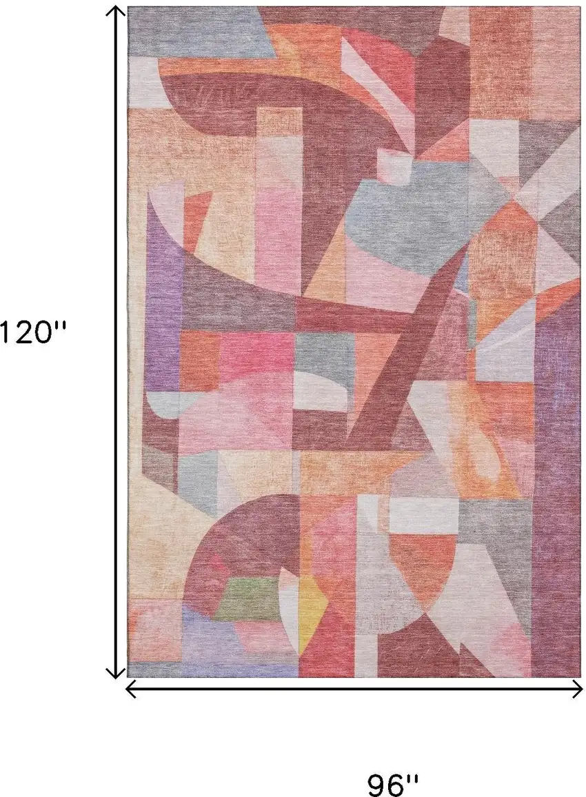 Rust Pink And Purple Abstract Washable Area Rug With UV Protection Photo 9