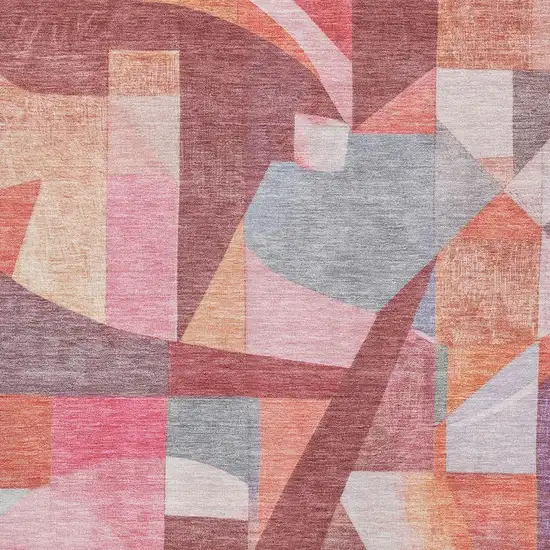 Rust Pink And Purple Abstract Washable Area Rug With UV Protection Photo 2