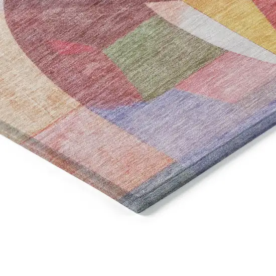 Rust Pink Ivory And Purple Abstract Washable Indoor Outdoor Area Rug Photo 6