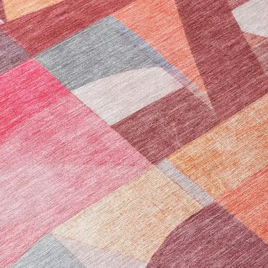 Rust Pink Ivory And Purple Abstract Washable Indoor Outdoor Area Rug Photo 9
