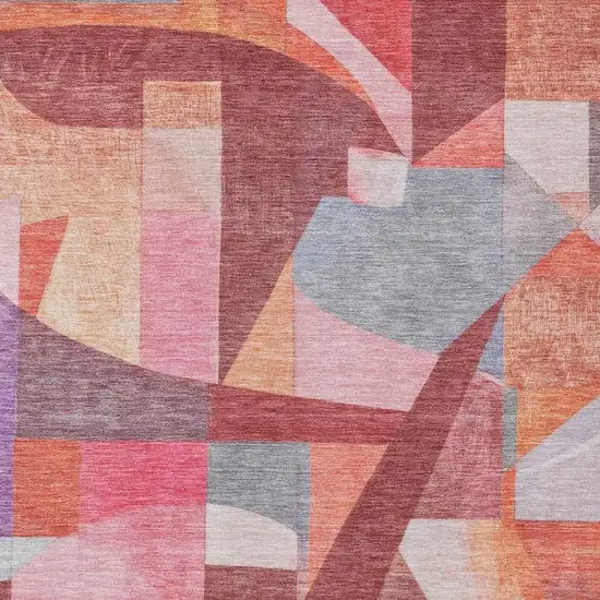 Rust Pink Ivory And Purple Abstract Washable Indoor Outdoor Area Rug Photo 4