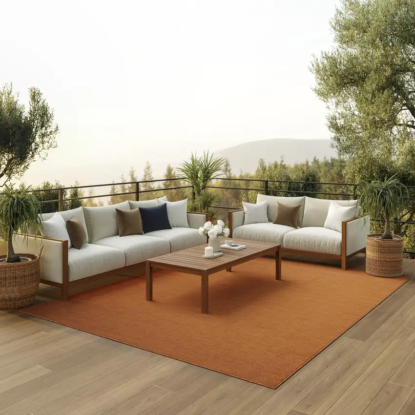 Terra Cotta Indoor Outdoor Area Rug Photo 8