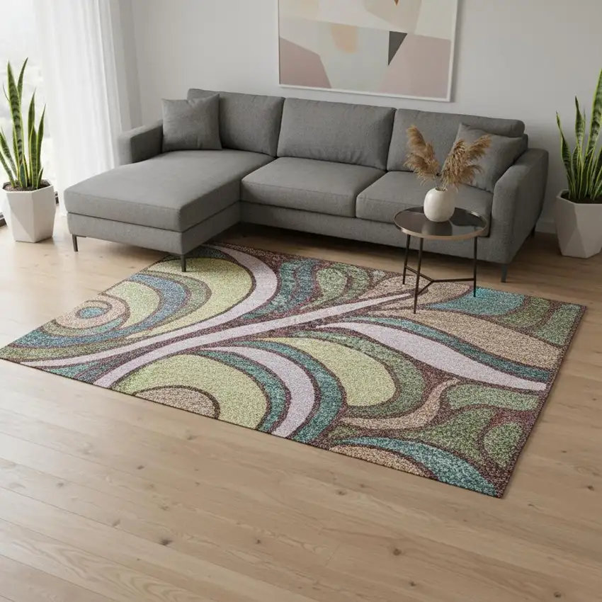 Rust Purple And Teal Medallion Washable Area Rug With UV Protection Photo 2