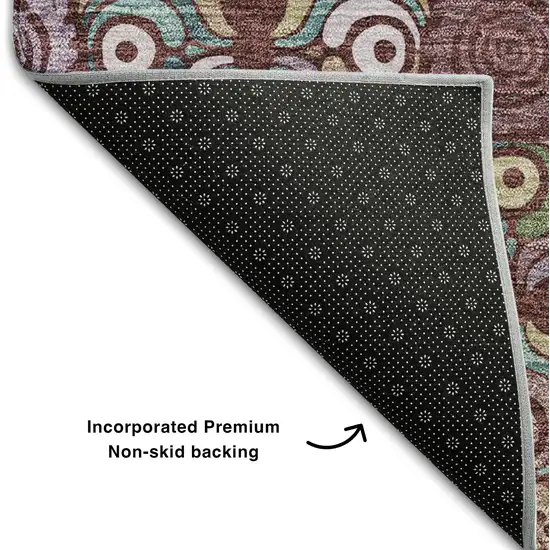 Rust Purple And Teal Medallion Washable Area Rug With UV Protection Photo 7
