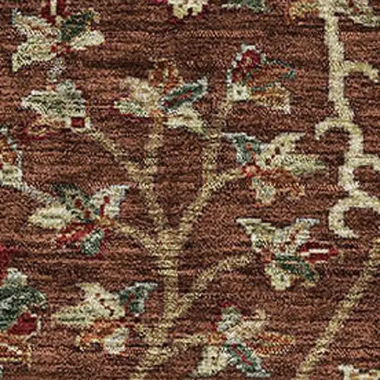 Rust Red And Beige Floral Washable Area Rug With UV Protection Photo 2