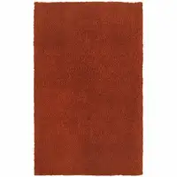Photo of Rust Red Shag Tufted Handmade Stain Resistant Area Rug