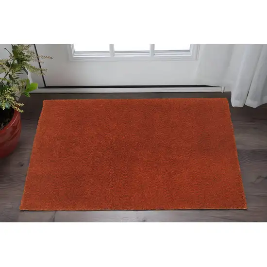 Rust Red Shag Tufted Handmade Stain Resistant Area Rug Photo 1