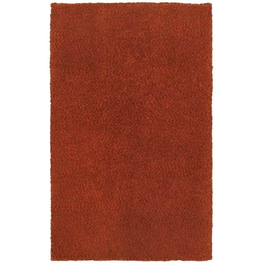 Rust Red Shag Tufted Handmade Stain Resistant Area Rug Photo 1