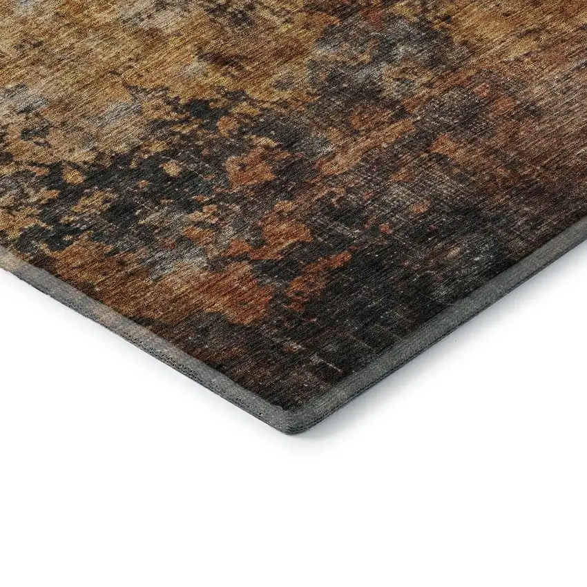 Rust Silver And Gray Abstract Washable Area Rug With UV Protection Photo 5