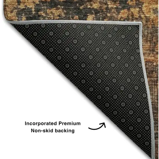 Rust Silver And Gray Abstract Washable Area Rug With UV Protection Photo 4