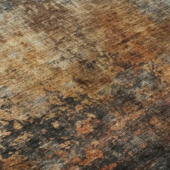Rust Silver And Gray Abstract Washable Area Rug With UV Protection Photo 7