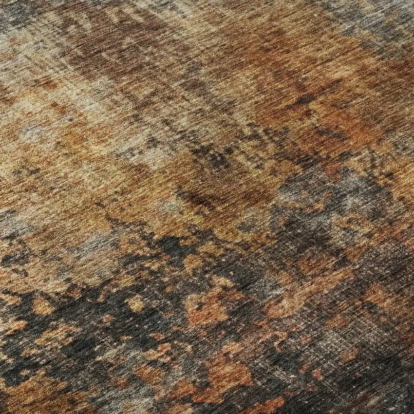 Rust Silver And Gray Abstract Washable Area Rug With UV Protection Photo 7