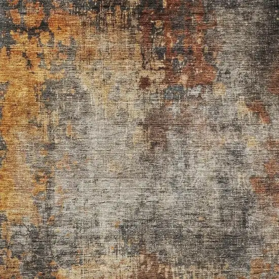 Rust Silver And Gray Abstract Washable Area Rug With UV Protection Photo 3