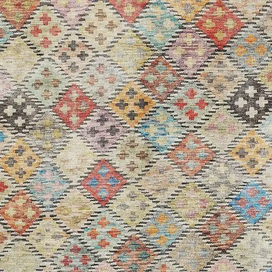 Rust Teal And Brown Geometric Washable Area Rug With UV Protection Photo 3