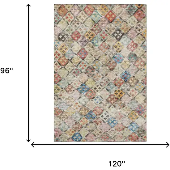 Rust Teal And Brown Geometric Washable Area Rug With UV Protection Photo 6