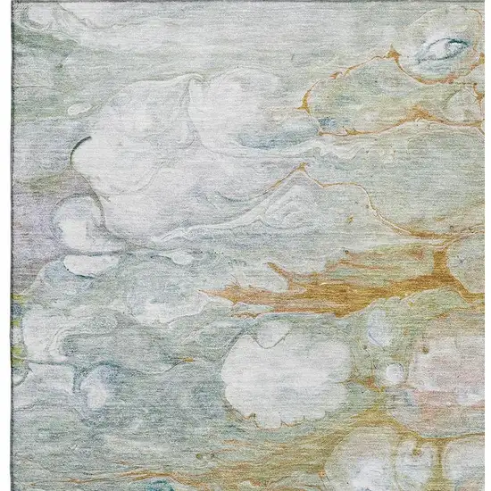 Rust Teal And Gray Abstract Washable Area Rug With UV Protection Photo 2
