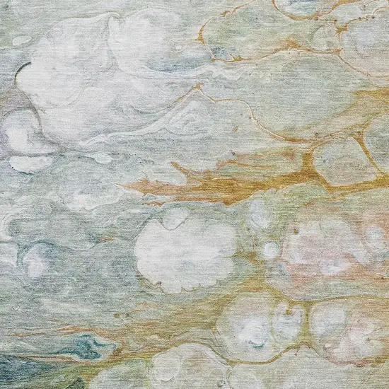 Rust Teal And Gray Abstract Washable Area Rug With UV Protection Photo 2