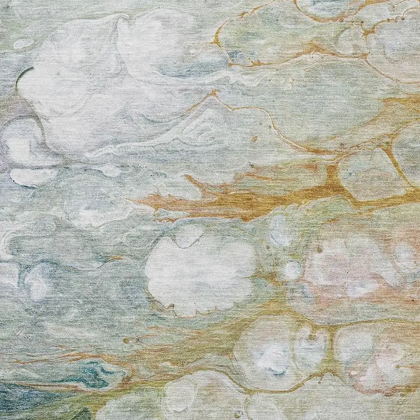 Rust Teal And Gray Abstract Washable Area Rug With UV Protection Photo 2