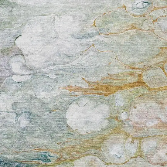 Rust Teal And Gray Abstract Washable Area Rug With UV Protection Photo 2