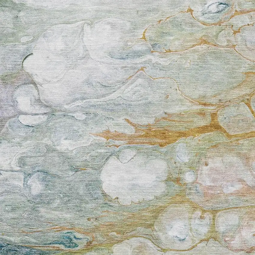 Rust Teal And Gray Abstract Washable Area Rug With UV Protection Photo 2