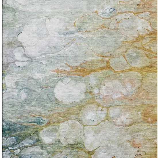 Rust Teal And Gray Abstract Washable Area Rug With UV Protection Photo 3