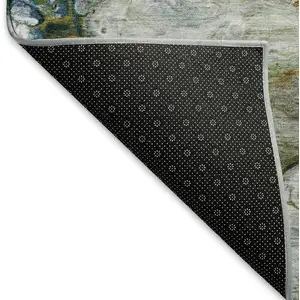 Photo of Rust Teal And Gray Abstract Washable Area Rug With UV Protection