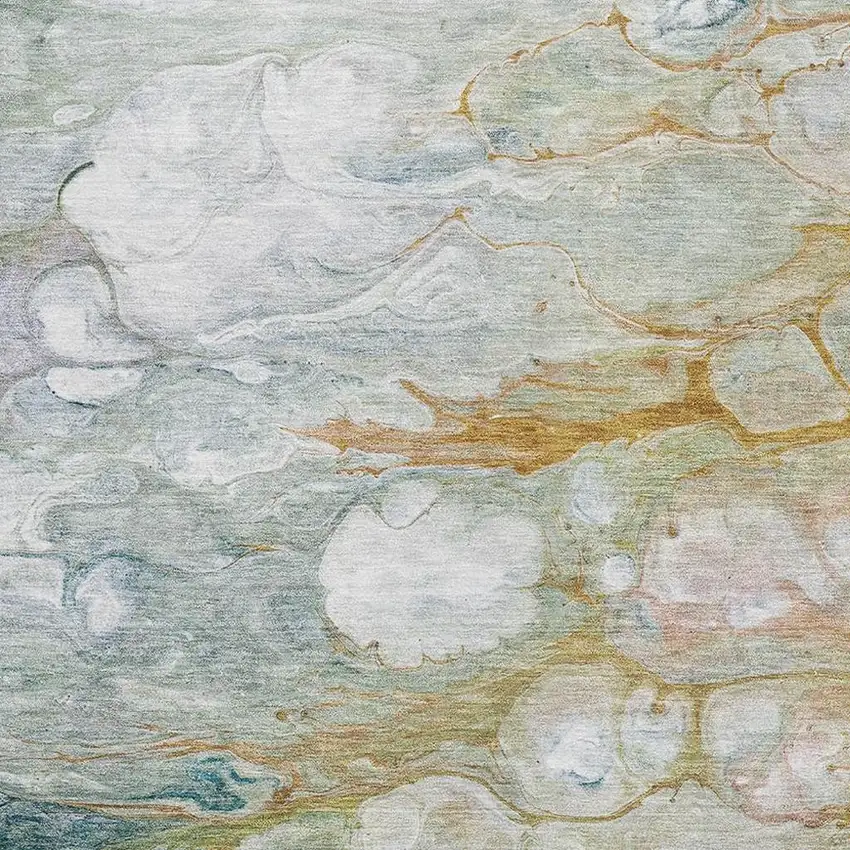 Rust Teal And Gray Abstract Washable Area Rug With UV Protection Photo 2