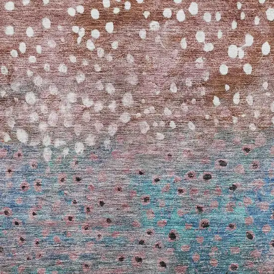 Rust Teal And Ivory Polka Dot Washable Area Rug With UV Protection Photo 3