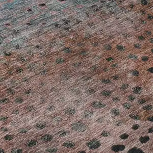 Photo of Rust Teal And Ivory Polka Dot Washable Area Rug With UV Protection