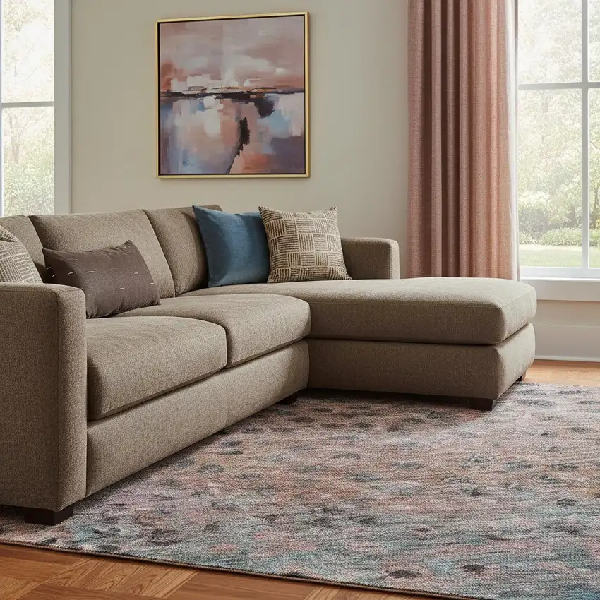 Rust Teal And Ivory Polka Dot Washable Area Rug With UV Protection Photo 2