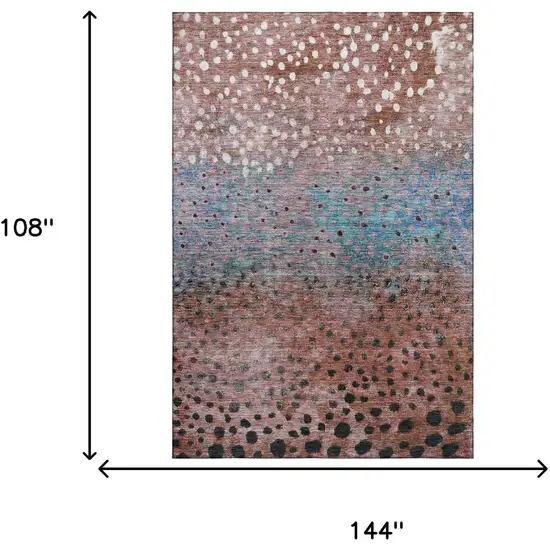 Rust Teal And Ivory Polka Dot Washable Area Rug With UV Protection Photo 4