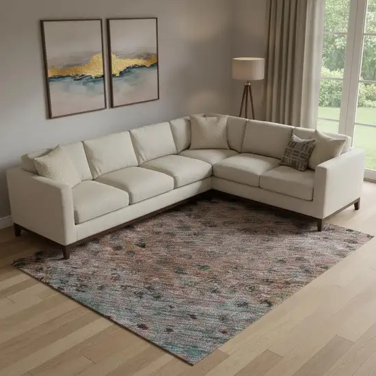 Rust Teal And Ivory Polka Dot Washable Area Rug With UV Protection Photo 2