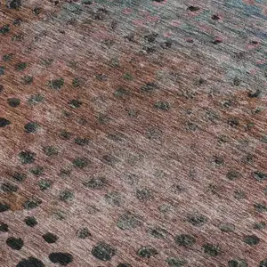 Photo of Rust Teal And Ivory Polka Dot Washable Area Rug With UV Protection