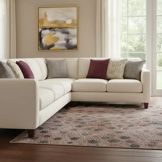 Rust Teal And Ivory Polka Dot Washable Area Rug With UV Protection Photo 2