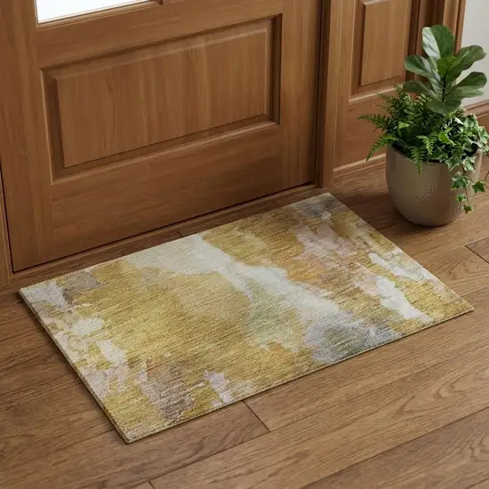 Rust Wheat And Lavender Abstract Washable Area Rug With UV Protection Photo 1