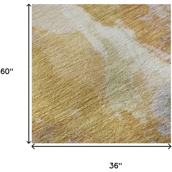 Rust Wheat And Lavender Abstract Washable Area Rug With UV Protection Photo 9