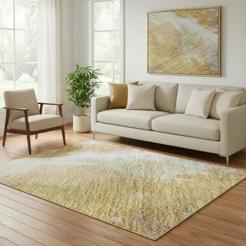 Rust Wheat And Lavender Abstract Washable Area Rug With UV Protection Photo 2