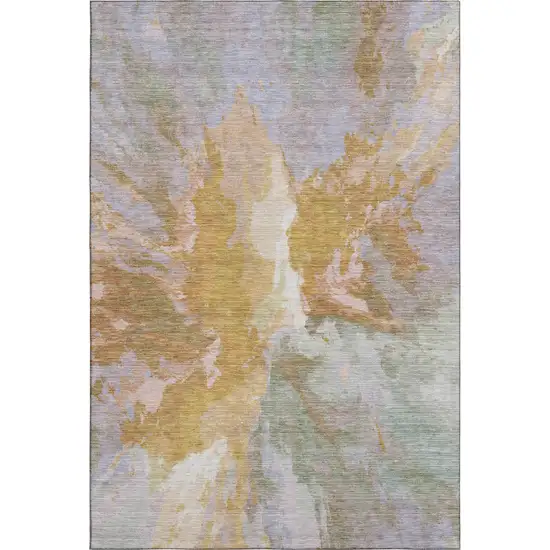 Rust Wheat And Lavender Abstract Washable Area Rug With UV Protection Photo 5