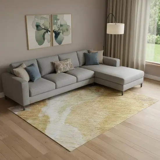 Rust Wheat And Lavender Abstract Washable Area Rug With UV Protection Photo 2